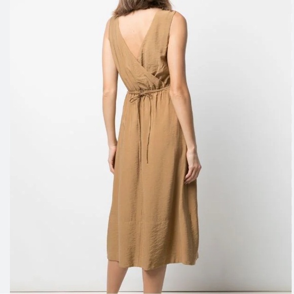 VINCE Cross-back Sleeveless Midi dress Caramel Brown M Size Medium New With Tags - Picture 6 of 16